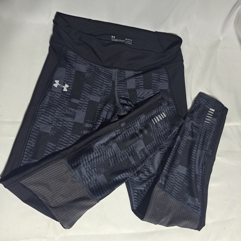 UNDER ARMOUR Women's‎ HeatGear® Armour Printed Leggings Black/Grey LG